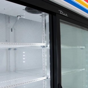 True Refrigeration GDM-47-HC-LD_WH 54 Inch Two Section Refrigerated Merchandiser Black Powder Coated Steel