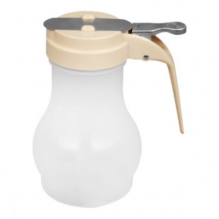 TableCraft PP410A 10 oz. Polypropylene Teardrop Syrup Dispenser with Almond ABS Top - 12/Pack