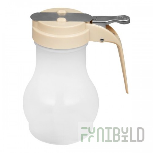 TableCraft PP410A 10 oz. Polypropylene Teardrop Syrup Dispenser with Almond ABS Top - 12/Pack