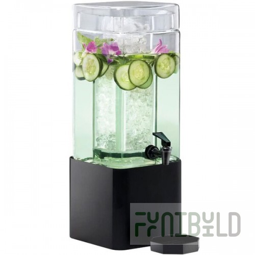 Cal-Mil 1112-1-13 Mission 1.5 Gallon Square Glass Beverage Dispenser with Black Metal Base