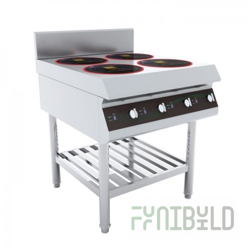 Induction cooker PEI-6/G4, 2 burners of 3.5 kW and 4 burners of 5 kW; power consumption - 27 kW. 1165(1085)*900*859