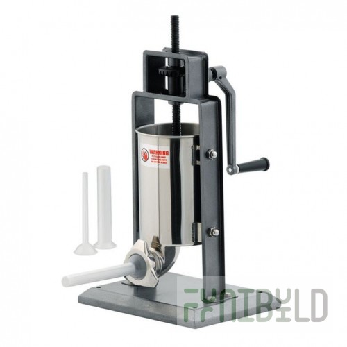 Matfer N5700 12 Inch Manual Vertical Sausage Stuffer Stainless Steel with 3 Funnels