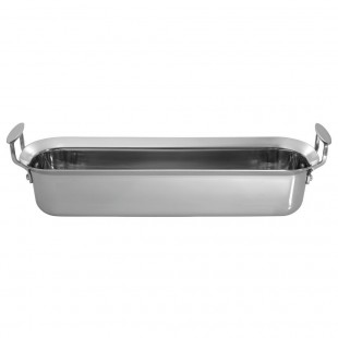 Tablecraft CW7020 3 Quart Induction Grill Pan 11 Inch Diameter Tri-ply with Riveted Handles Stainless Steel and Aluminum