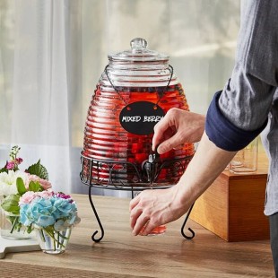 Acopa 2.4 Gallon Glass Beverage Dispenser with Metal Stand
