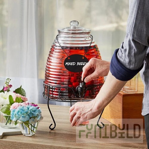 Acopa 2.4 Gallon Glass Beverage Dispenser with Metal Stand