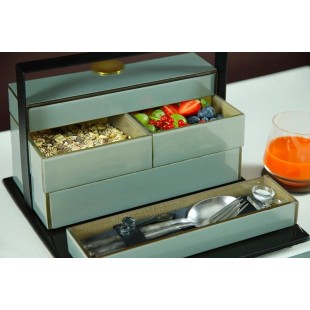 BauscherHepp F2-16-10-CR026-BK 11-3/10 Inch 3-Tier Glass Bento Lunch Box Server with Handles and Covers BauscherHepp F2-16-10-CR026-BK 11-3/10 Inch 3-Tier Glass Bento Lunch Box Server with Handles and Covers