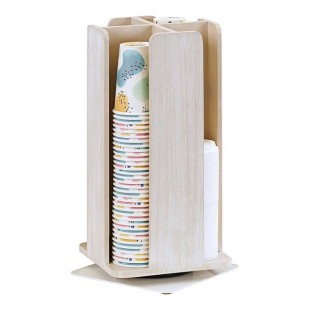 Cal-Mil Newport White-Washed Pine Wood 4-Section Revolving Countertop Cup / Lid Organizer 378-113