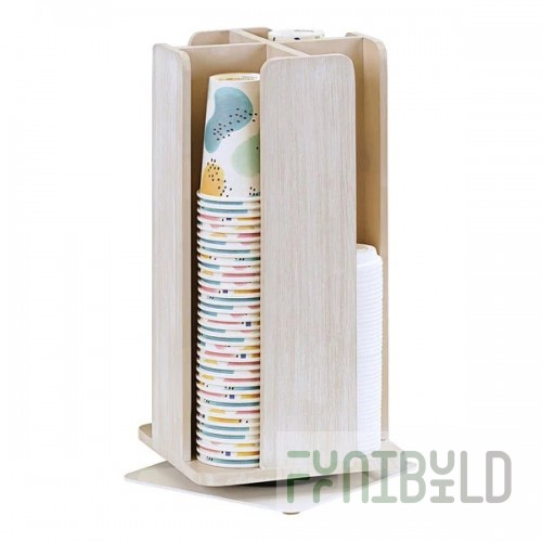 Cal-Mil Newport White-Washed Pine Wood 4-Section Revolving Countertop Cup / Lid Organizer 378-113