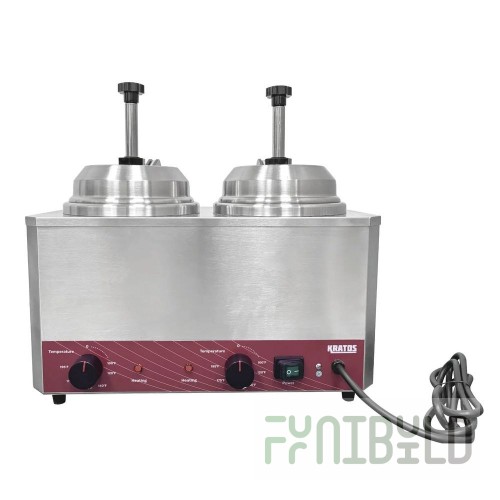 Hubert 29M-042 Kratos Double Hot Topping Warmer And Dispenser 3.5 Qt Heated Spouts And Pumps