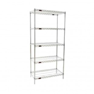 Eagle A5-86-2448S 48 Inch Add-On Shelving Unit 5 Tier Stainless Steel with Hooks