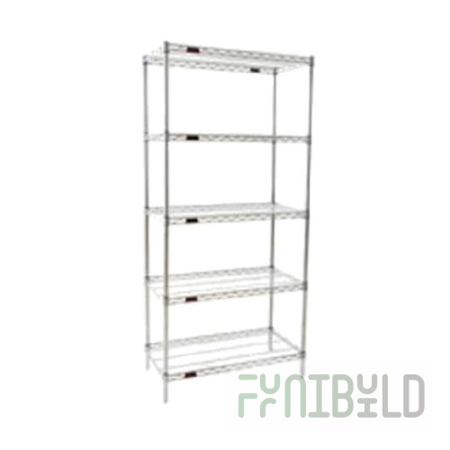 Eagle A5-86-2448S 48 Inch Add-On Shelving Unit 5 Tier Stainless Steel with Hooks