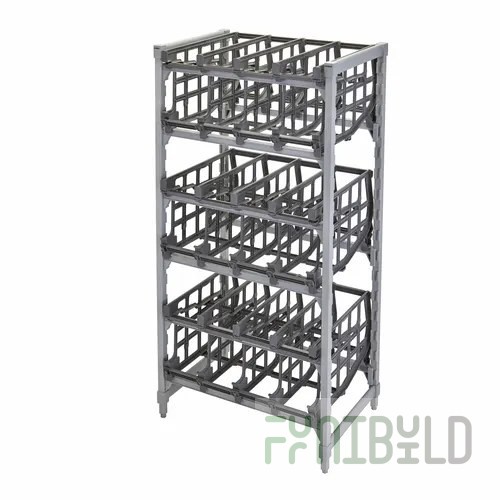 Cambro EXA213064V4480 30 Inch 4 Tier Stationary Add-On Unit Gray Plastic