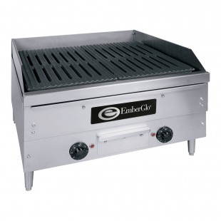 EmberGlo E2424 24 Inch Electric Charbroiler Countertop Stainless Steel with Grease-Flo