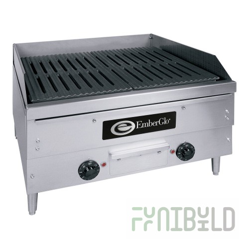 EmberGlo E2424 24 Inch Electric Charbroiler Countertop Stainless Steel with Grease-Flo