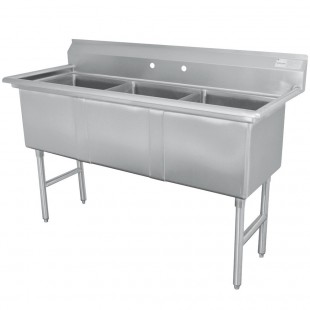 Advance Tabco FC-3-1818-24RL-X 102 Inch Stainless Steel Sink with 3 Compartments and Drainboards