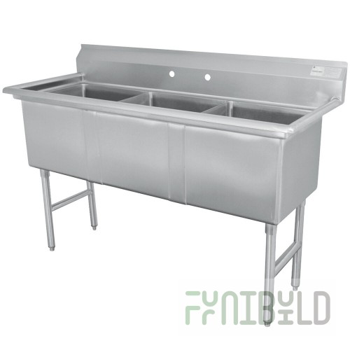 Advance Tabco FC-3-1818-24RL-X 102 Inch Stainless Steel Sink with 3 Compartments and Drainboards