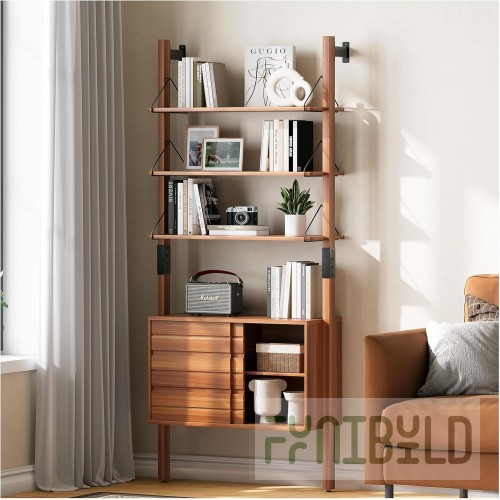 1880 Hospitality MBS3624D 36 Inch Display Bookshelf Dark Wood Finish