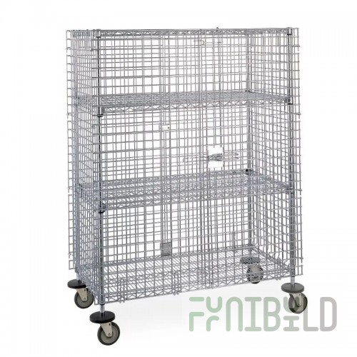 1880 Hospitality FMSEC24363 36 Inch Mobile Security Unit Wire with Chrome Finish