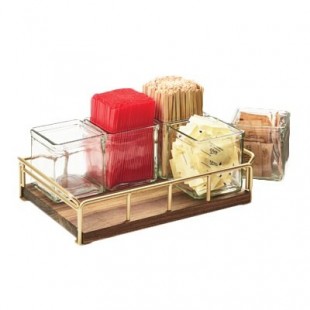 Cal Mil 3713-46 13-1/2 Inch Jar Organizer with Walnut Base and Brass Frame