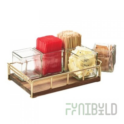 Cal Mil 3713-46 13-1/2 Inch Jar Organizer with Walnut Base and Brass Frame