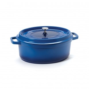 GET Enterprises CA-007-CB/BK 6-1/2 Qt Induction Dutch Oven with Lid Aluminum Cobalt Blue