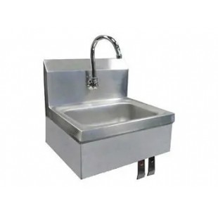 Omcan 37868 9 to 14 Inch Hand Sink with Knee Valve Assembly and Side Splashes