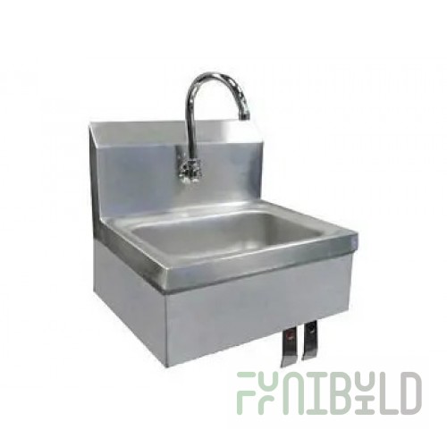 Omcan 37868 9 to 14 Inch Hand Sink with Knee Valve Assembly and Side Splashes