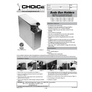 Glastender C-SHP-4 4 Inch Built-In Soda Gun Holder Pass-Thru Stainless Steel
