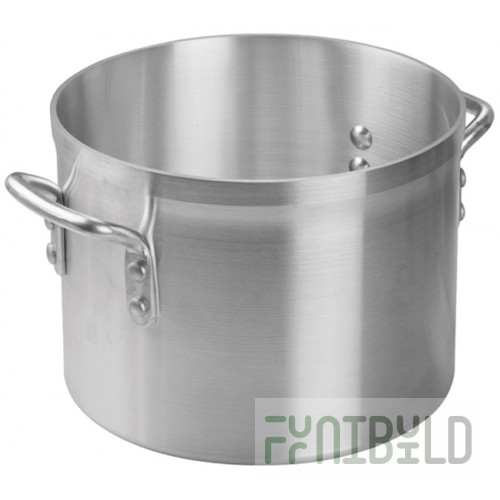 Winco AXS-8 8-1/2 Quart Aluminum Stock Pot Round Without Cover Reinforced Rim