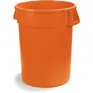 Carlisle 34103224 22 Inch Round Waste Container Orange Polyethylene with Handles