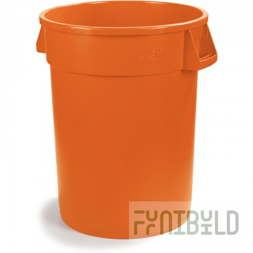 Carlisle 34103224 22 Inch Round Waste Container Orange Polyethylene with Handles