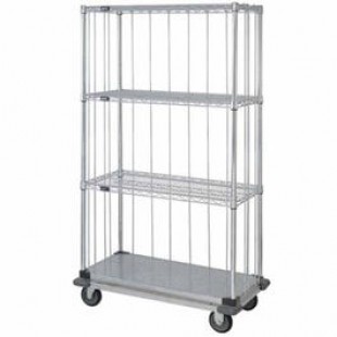 Quantum WRDBS4-63-2448EP-5LH45C 48 Inch Mobile Wire Enclosed Cart Chrome Finish