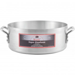 Winco AXBZ-24 24 Quart Brazier Pan Round Without Cover Aluminum