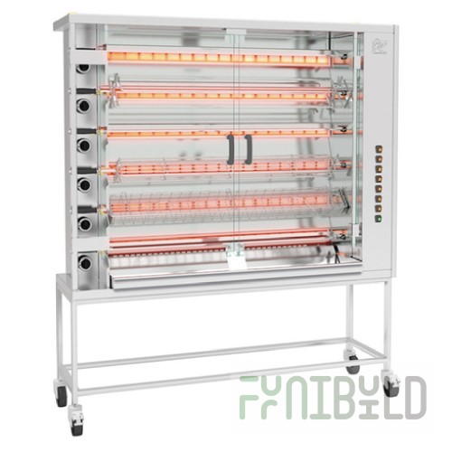 Rotisol FF1655-6G-SSP 65 Inch Gas Rotisserie Countertop with 6 Spits 109000 BTU