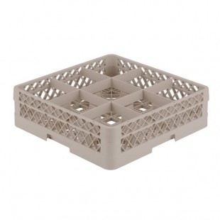 Vollrath TR13F-08 19-3/4 Inch Full Size Low Profile Glass Rack Beige Co-Polymer 9 Compartments with Extender
