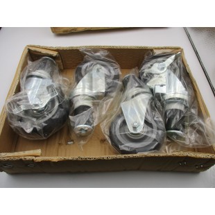 AERO Manufacturing T-128B 4 Inch Non-marking Casters Set of 4 with Brakes