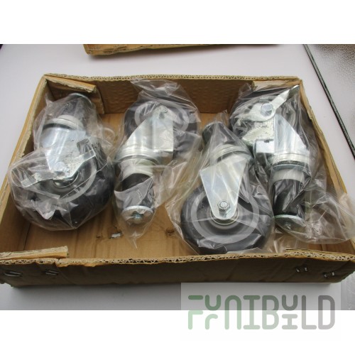 AERO Manufacturing T-128B 4 Inch Non-marking Casters Set of 4 with Brakes