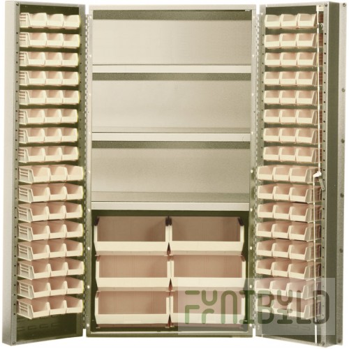 Quantum QSC-BG-36SCL 36 Inch Heavy-Duty Storage Cabinet with Bins Steel Beige Finish