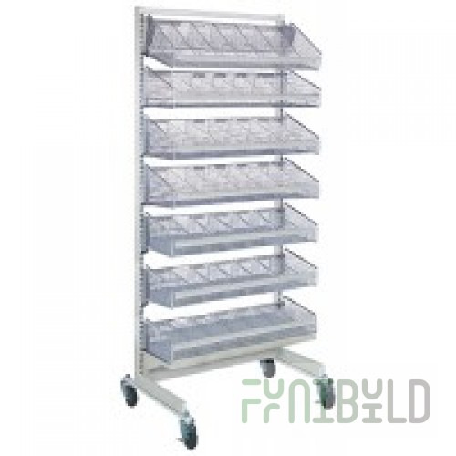 Quantum WS-SS36-7S 36 Inch Partition Wall Starter Unit Mobile with Baskets