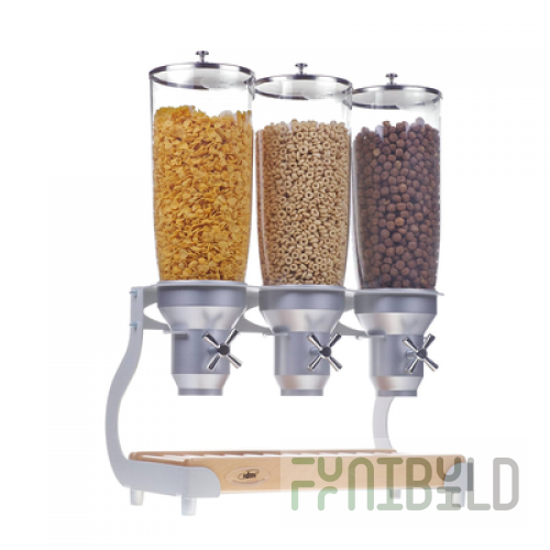 Cal Mil 3516-3-98FF 19 Inch Countertop Cereal Dispenser Beechwood 3 Cylinders