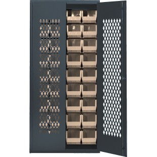 Quantum MESH-BG-240CL 36 Inch Specialty Bin Cabinet Heavy-duty Mesh Door Steel