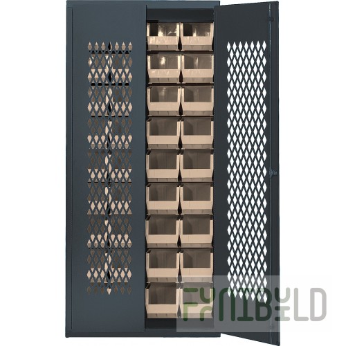 Quantum MESH-BG-240CL 36 Inch Specialty Bin Cabinet Heavy-duty Mesh Door Steel
