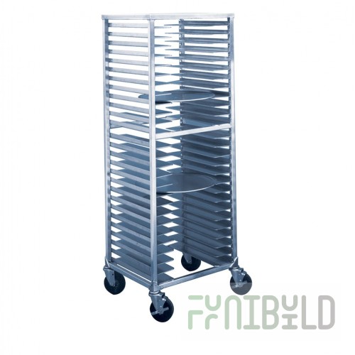Winholt PPR-26 22 Inch Mobile Full Height Pizza Pan Rack Aluminum with Open Sides