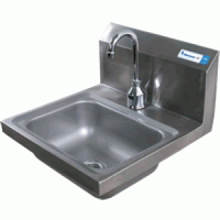 BK Resources BKHS-D-1410-1-SSB 20 Inch Hand Sink Deck Mounted with Basket Drain Stainless Steel