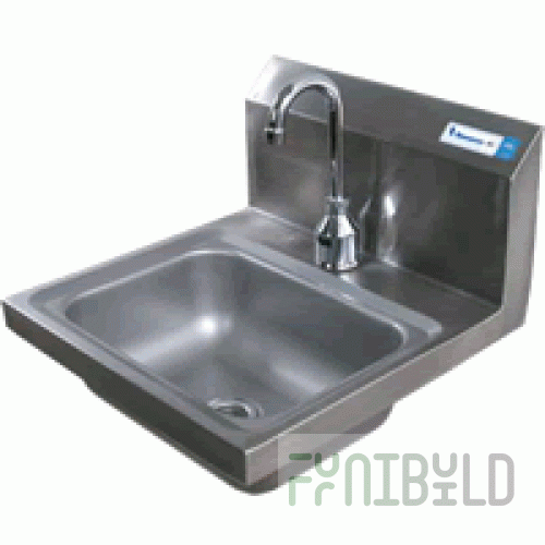 BK Resources BKHS-D-1410-1-SSB 20 Inch Hand Sink Deck Mounted with Basket Drain Stainless Steel