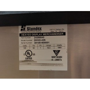 APW Wyott DMXD-42S 42 Inch Countertop Heated Merchandiser with 2 Shelves Aluminum and Stainless Steel