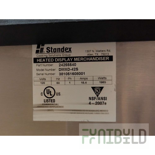 APW Wyott DMXD-42S 42 Inch Countertop Heated Merchandiser with 2 Shelves Aluminum and Stainless Steel