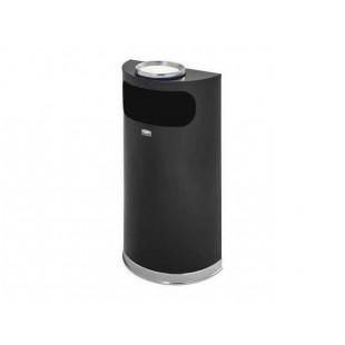 Rubbermaid FGSO8SU20PLBK 9 Gallon Ash Trash Receptacle Black with chrome