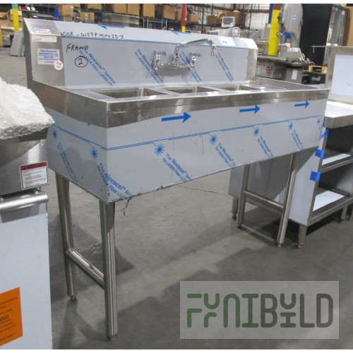 Winholt WS3T1014 34 Inch Space Saver Sink 16 Gauge Stainless Steel Without Drainboards