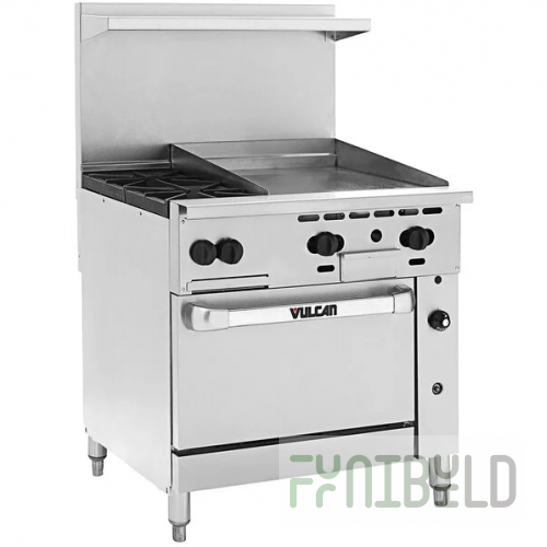 Vulcan 36R-2B24G_NAT 36 Inch Gas Range with Griddle 2 Burners 30000 BTU
